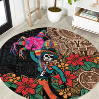 Las Posadas Round Carpet Pinata With Mexican Aztec Circle