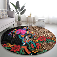 Las Posadas Round Carpet Pinata With Mexican Aztec Circle