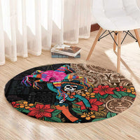 Las Posadas Round Carpet Pinata With Mexican Aztec Circle
