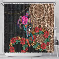 Las Posadas Shower Curtain Pinata With Mexican Aztec Circle