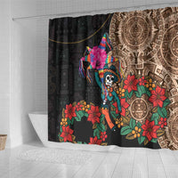 Las Posadas Shower Curtain Pinata With Mexican Aztec Circle