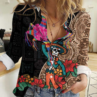 Las Posadas Women Casual Shirt Pinata With Mexican Aztec Circle - Wonder Print Shop