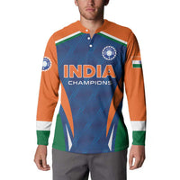 Custom India Cricket Button Sweatshirt The Men In Blue Champions - Wonder Print Shop