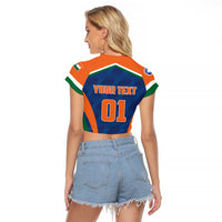 Custom India Cricket Raglan Cropped T Shirt The Men In Blue Champions - Wonder Print Shop