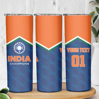 Custom India Cricket Skinny Tumbler The Men In Blue Champions - Wonder Print Shop