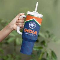 Custom India Cricket Tumbler With Handle The Men In Blue Champions - Wonder Print Shop