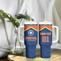 Custom India Cricket Tumbler With Handle The Men In Blue Champions - Wonder Print Shop