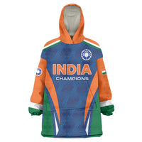 Custom India Cricket Wearable Blanket Hoodie The Men In Blue Champions - Wonder Print Shop