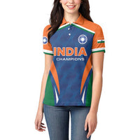 Custom India Cricket Women Polo Shirt The Men In Blue Champions - Wonder Print Shop