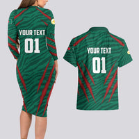Custom Bangladesh Cricket Couples Matching Long Sleeve Bodycon Dress and Hawaiian Shirt The Tigers Go Champions - Wonder Print Shop