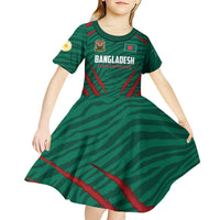 Custom Bangladesh Cricket Kid Short Sleeve Dress The Tigers Go Champions - Wonder Print Shop