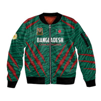 Custom Bangladesh Cricket Sleeve Zip Bomber Jacket The Tigers Go Champions - Wonder Print Shop