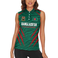 Custom Bangladesh Cricket Women Sleeveless Polo Shirt The Tigers Go Champions - Wonder Print Shop