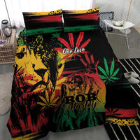 Reggae King Marley One Love Bedding Set Rastafarian Lion Grunge