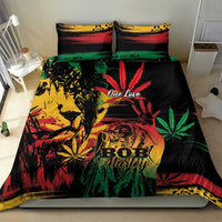 Reggae King Marley One Love Bedding Set Rastafarian Lion Grunge