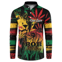 Personalized Reggae King Marley One Love Button Sweatshirt Rastafarian Lion Grunge
