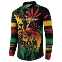 Personalized Reggae King Marley One Love Button Sweatshirt Rastafarian Lion Grunge