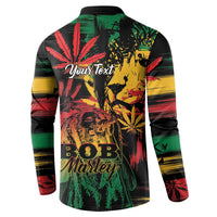 Personalized Reggae King Marley One Love Button Sweatshirt Rastafarian Lion Grunge