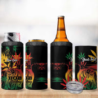Personalized Reggae King Marley One Love 4 in 1 Can Cooler Tumbler Rastafarian Lion Grunge