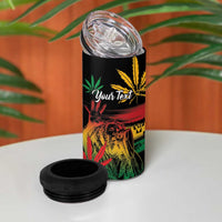 Personalized Reggae King Marley One Love 4 in 1 Can Cooler Tumbler Rastafarian Lion Grunge