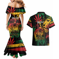 Personalized Reggae King Marley One Love Couples Matching Mermaid Dress and Hawaiian Shirt Rastafarian Lion Grunge