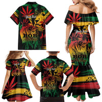 Personalized Reggae King Marley One Love Family Matching Mermaid Dress and Hawaiian Shirt Rastafarian Lion Grunge