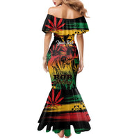 Personalized Reggae King Marley One Love Family Matching Mermaid Dress and Hawaiian Shirt Rastafarian Lion Grunge