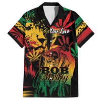 Personalized Reggae King Marley One Love Family Matching Puletasi and Hawaiian Shirt Rastafarian Lion Grunge