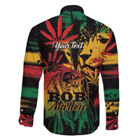 Personalized Reggae King Marley One Love Family Matching Puletasi and Hawaiian Shirt Rastafarian Lion Grunge