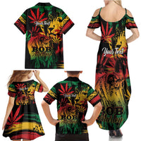 Personalized Reggae King Marley One Love Family Matching Summer Maxi Dress and Hawaiian Shirt Rastafarian Lion Grunge