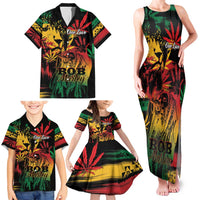 Personalized Reggae King Marley One Love Family Matching Tank Maxi Dress and Hawaiian Shirt Rastafarian Lion Grunge