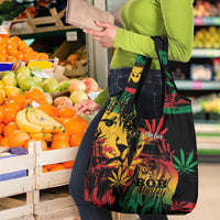 Reggae King Marley One Love Grocery Bag Rastafarian Lion Grunge