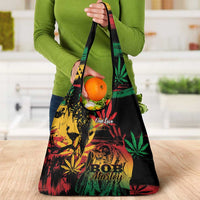 Reggae King Marley One Love Grocery Bag Rastafarian Lion Grunge