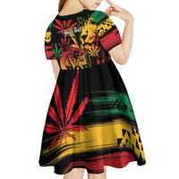 Personalized Reggae King Marley One Love Kid Short Sleeve Dress Rastafarian Lion Grunge