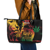 Reggae King Marley One Love Leather Tote Bag Rastafarian Lion Grunge