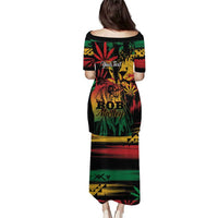 Personalized Reggae King Marley One Love Puletasi Rastafarian Lion Grunge - Wonder Print Shop