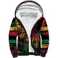 Personalized Reggae King Marley One Love Sherpa Hoodie Rastafarian Lion Grunge - Wonder Print Shop