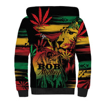 Personalized Reggae King Marley One Love Sherpa Hoodie Rastafarian Lion Grunge - Wonder Print Shop
