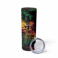 Personalized Reggae King Marley One Love Skinny Tumbler Rastafarian Lion Grunge - Wonder Print Shop