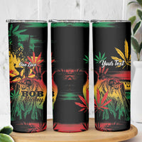 Personalized Reggae King Marley One Love Skinny Tumbler Rastafarian Lion Grunge - Wonder Print Shop