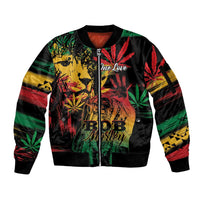 Personalized Reggae King Marley One Love Sleeve Zip Bomber Jacket Rastafarian Lion Grunge - Wonder Print Shop