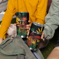Personalized Reggae King Marley One Love Tumbler Cup Rastafarian Lion Grunge - Wonder Print Shop