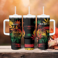 Personalized Reggae King Marley One Love Tumbler With Handle Rastafarian Lion Grunge - Wonder Print Shop
