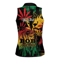 Personalized Reggae King Marley One Love Women Sleeveless Polo Shirt Rastafarian Lion Grunge - Wonder Print Shop