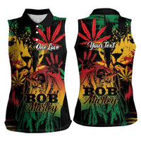 Personalized Reggae King Marley One Love Women Sleeveless Polo Shirt Rastafarian Lion Grunge - Wonder Print Shop