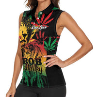 Personalized Reggae King Marley One Love Women Sleeveless Polo Shirt Rastafarian Lion Grunge - Wonder Print Shop