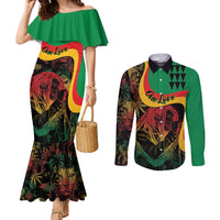 Personalized Legend Reggae Marley Couples Matching Mermaid Dress and Long Sleeve Button Shirt Kakau Jawaiian