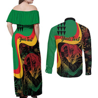 Personalized Legend Reggae Marley Couples Matching Off Shoulder Maxi Dress and Long Sleeve Button Shirt Kakau Jawaiian