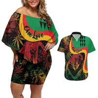 Personalized Legend Reggae Marley Couples Matching Off Shoulder Short Dress and Hawaiian Shirt Kakau Jawaiian