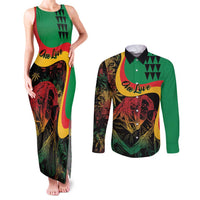 Personalized Legend Reggae Marley Couples Matching Tank Maxi Dress and Long Sleeve Button Shirt Kakau Jawaiian
